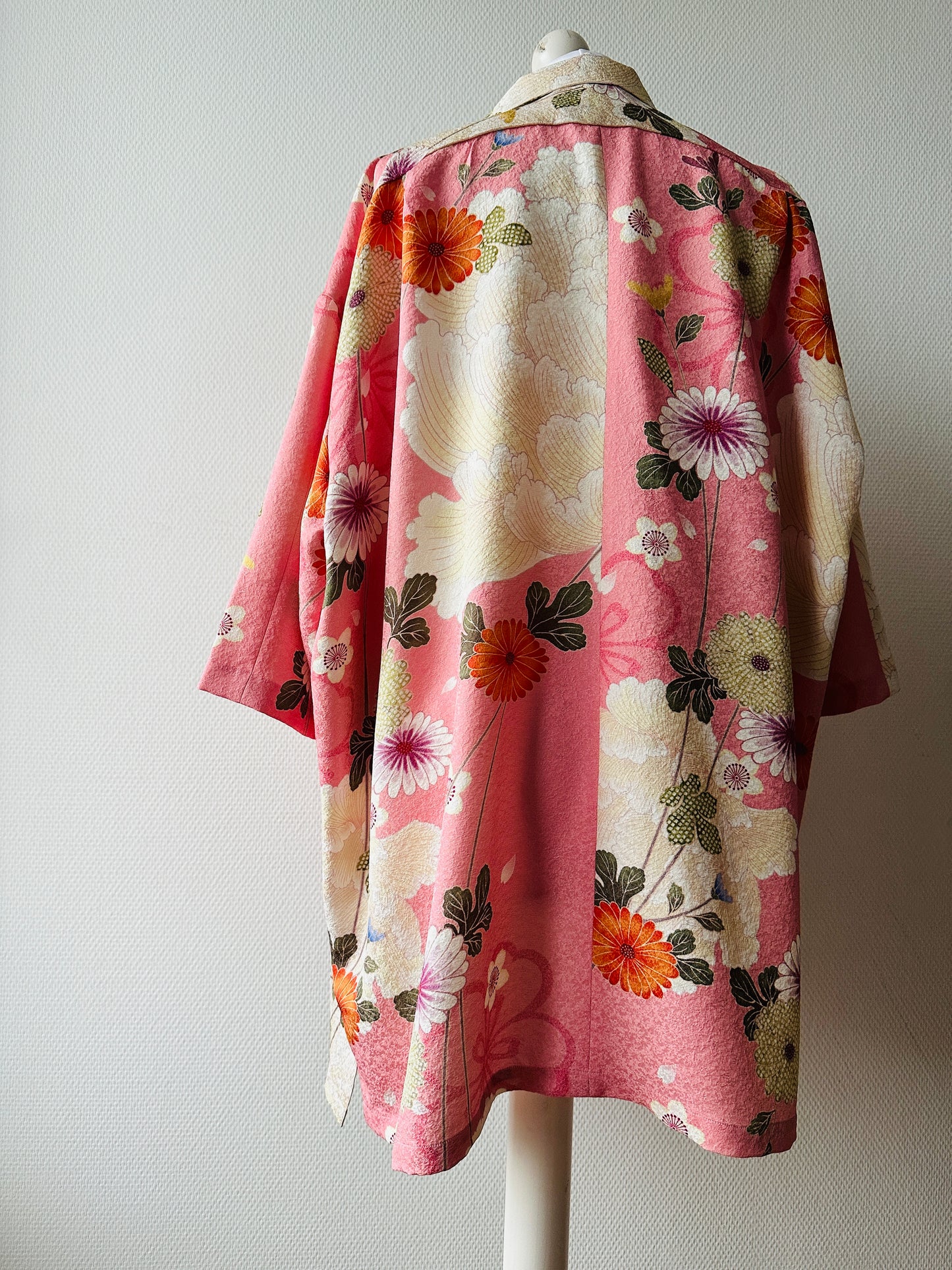 【Pink, cerisemblossom】 chemise / taille hawaïenne: 4L ＜ Nouveau ・ Silk ＞ pour les hommes, pour les femmes, le kimono japonais, les vêtements unisexais japonais, l'unisexe, les cadeaux japonais, l'article original