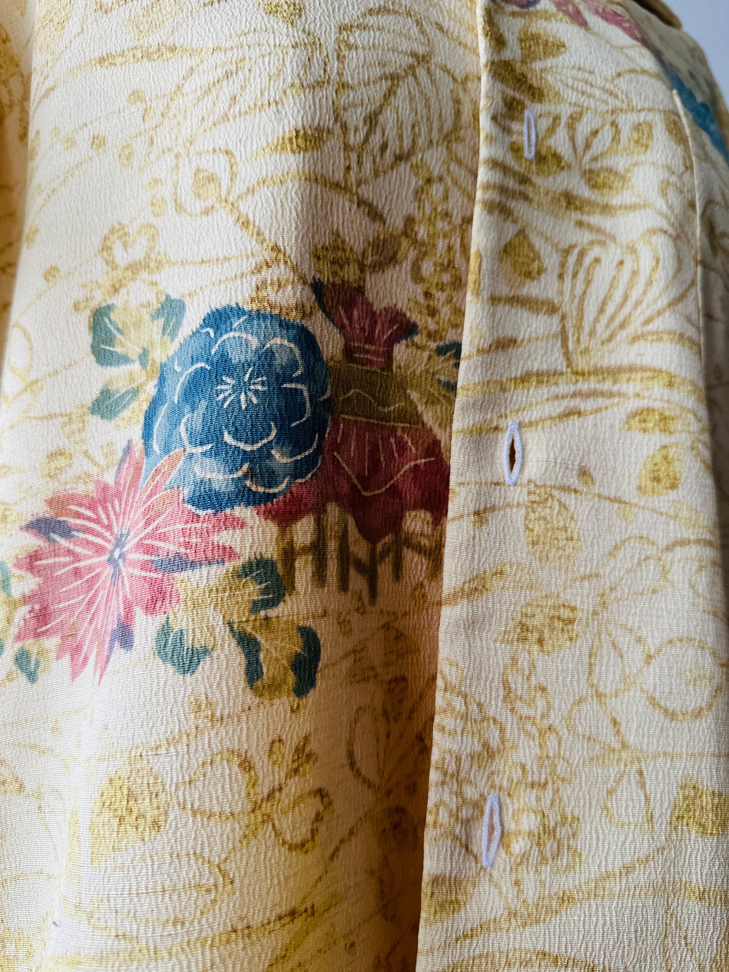 【Beige, bloeiende landschap】 Hawaiiaans shirt/maat: s ＜ nieuw ・ zijde ＞ voor mannen, voor vrouwen, voor kinderen, Japanse kimono, Japan unisexese kleding, unisex, Japanse geschenken, origineel item