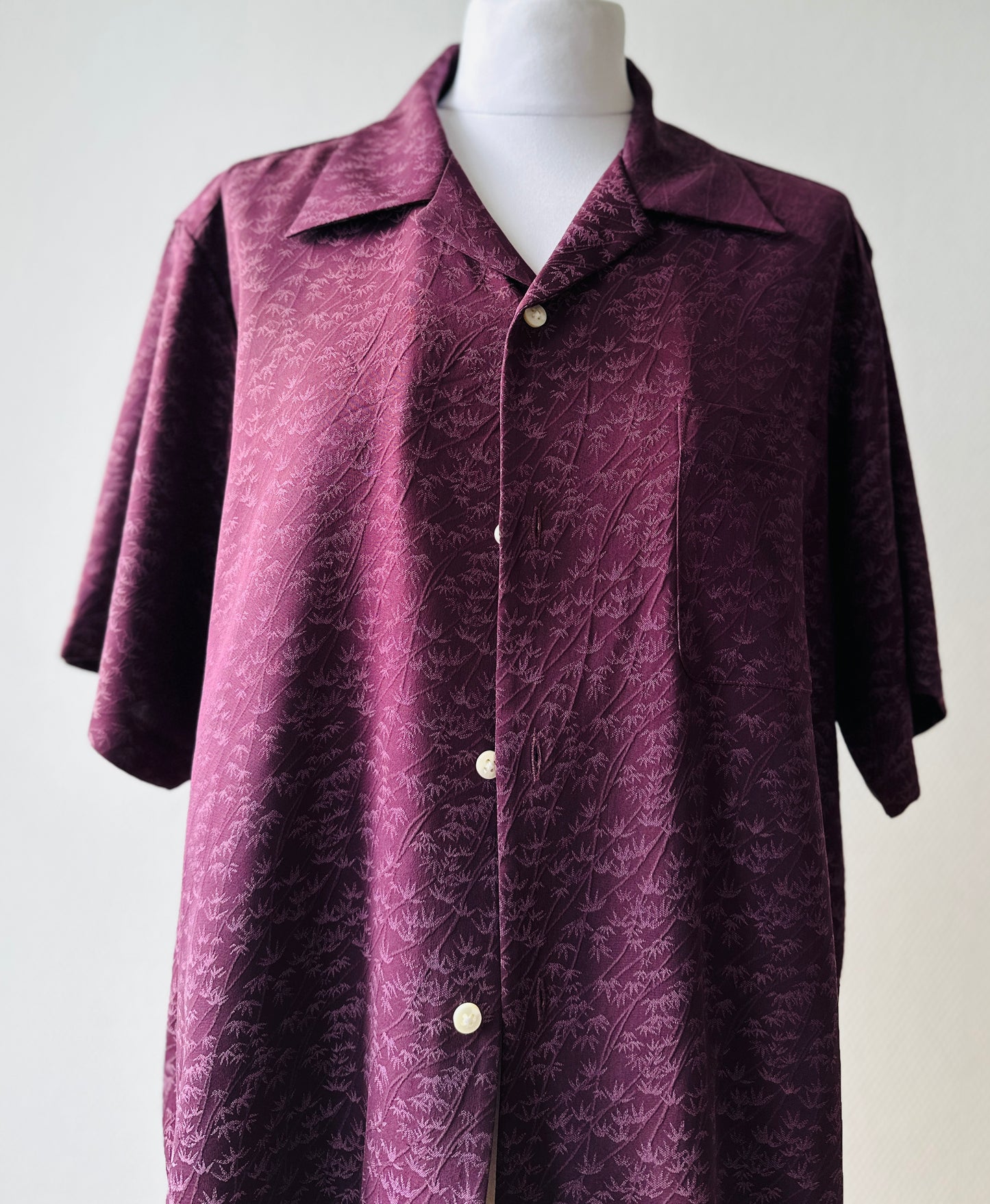 【Purple, Banpoo】 Hawaiiaans shirt/maat: L ＜ Nieuw ・ zijde ＞ voor mannen, voor vrouwen, Japanse Kimono, Japan unisexese kleding, unisex, Japanse geschenken, origineel item