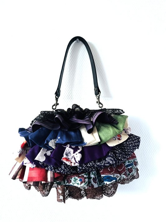 【Gogatsudo】 3way-handbag / violet, meisen antique, fioritures, embrayage, pochette, sac japonais, sac à bandoulière, cadeaux japonais