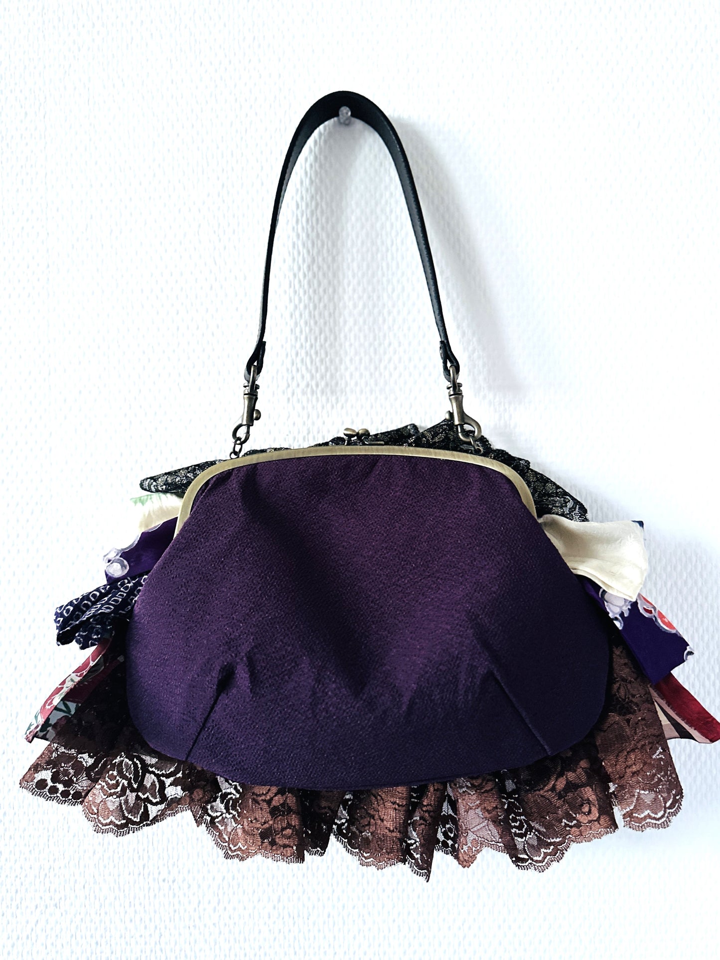 【Gogatsudo】 3way-Handbag/lila, antike Meisen, Schnickschnack, Clutch, Beutel, japanische Tasche, Umhängetasche, japanische Geschenke