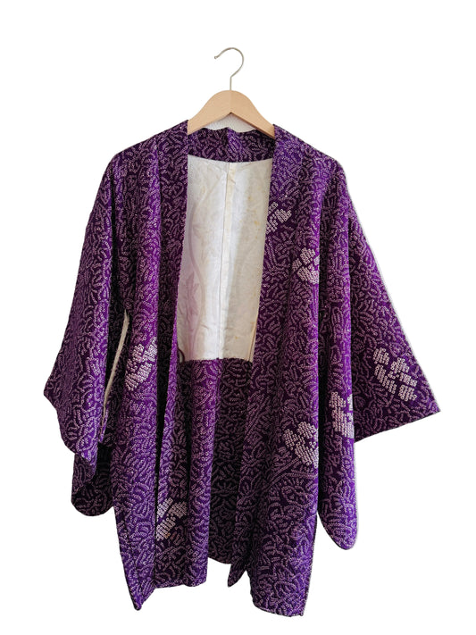Vintage Color Haori - Shibori Purple Camellia -