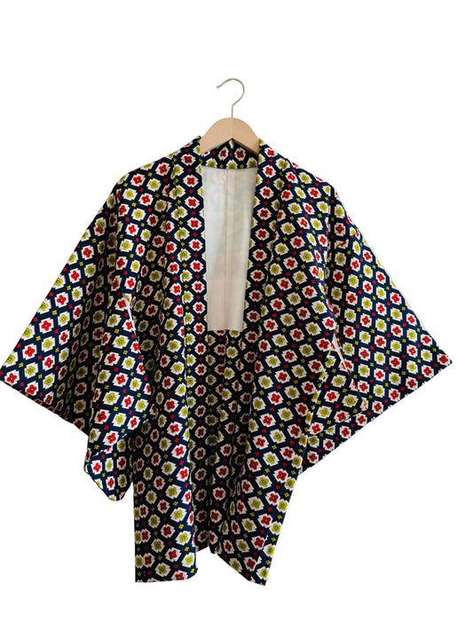 Vintage Color Haori - Small Floral Diamond Motifs -