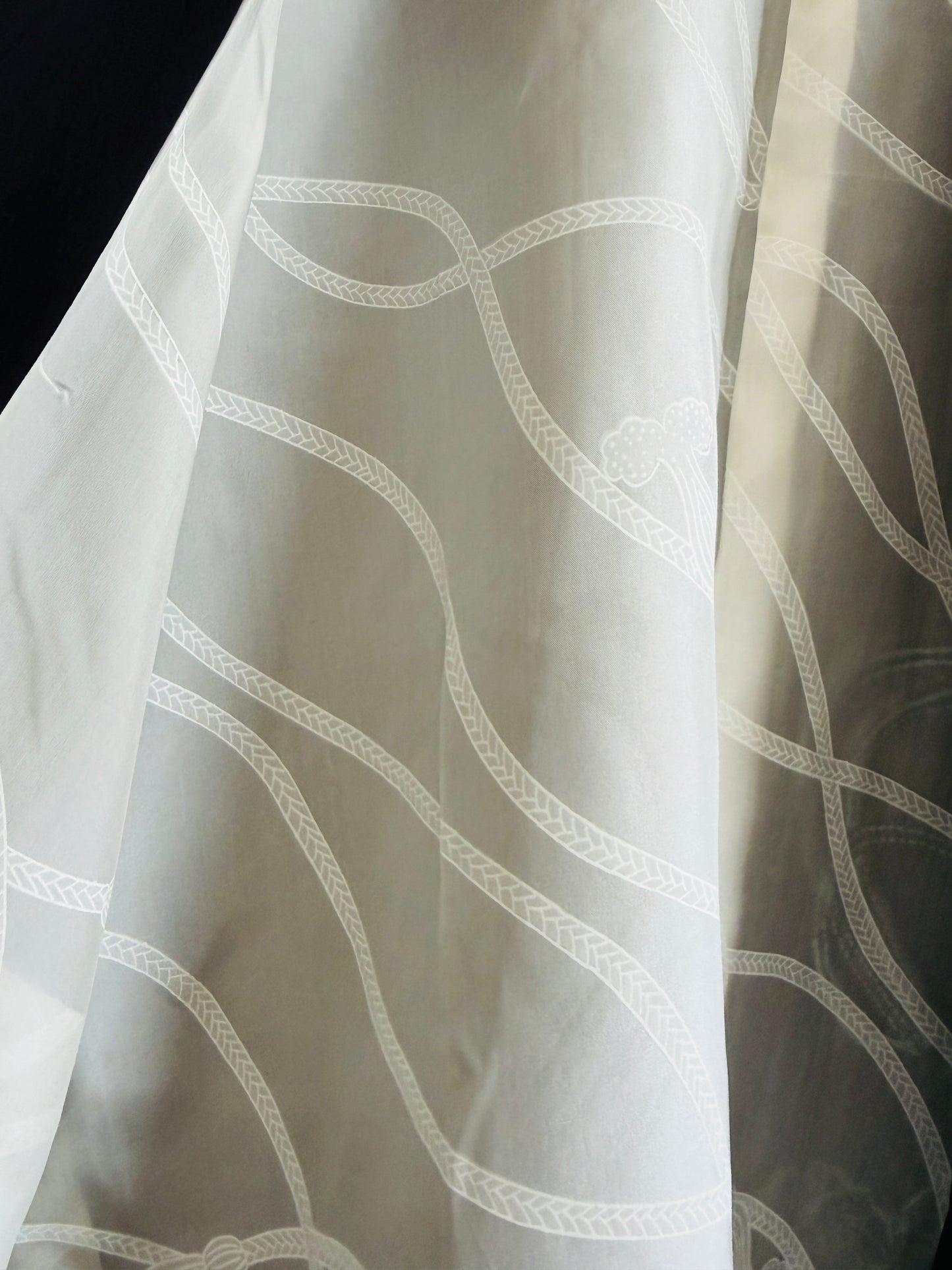 Vintage Black Haori - Delicate Light Green Embroidery  -