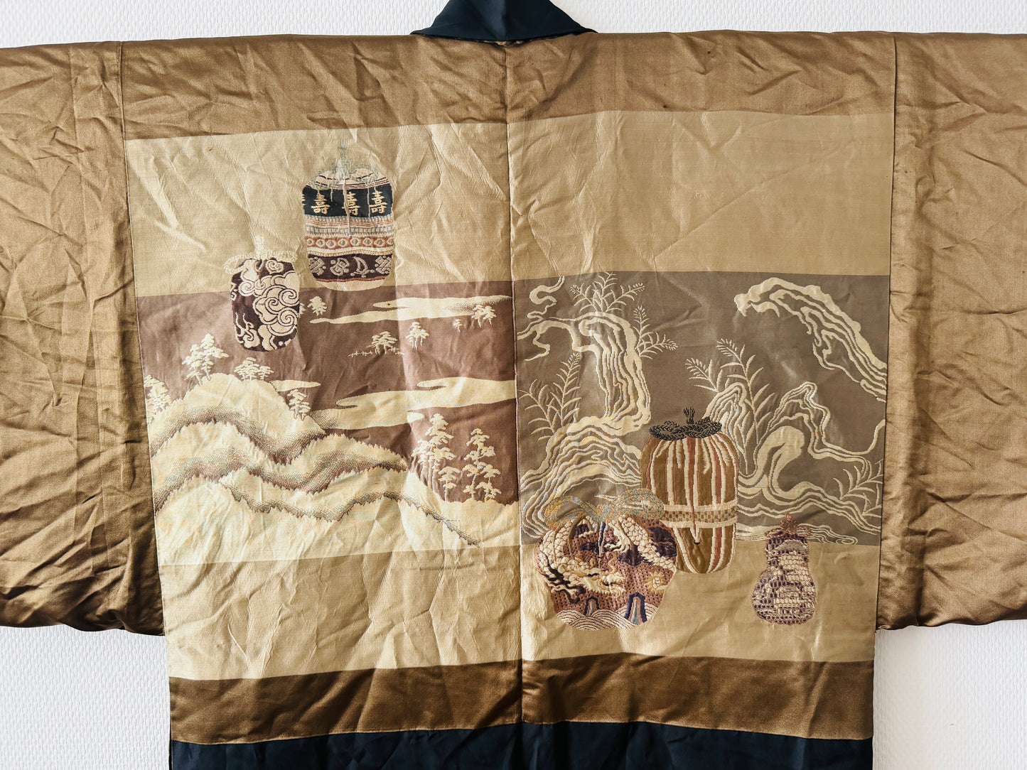 Heren Vintage Zwart Haori - Oosters -