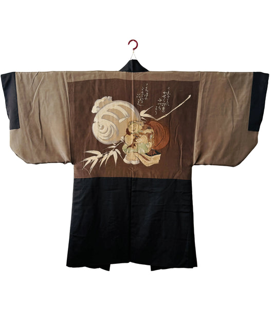 Heren vintage zwarte Haori - Daikokuten -
