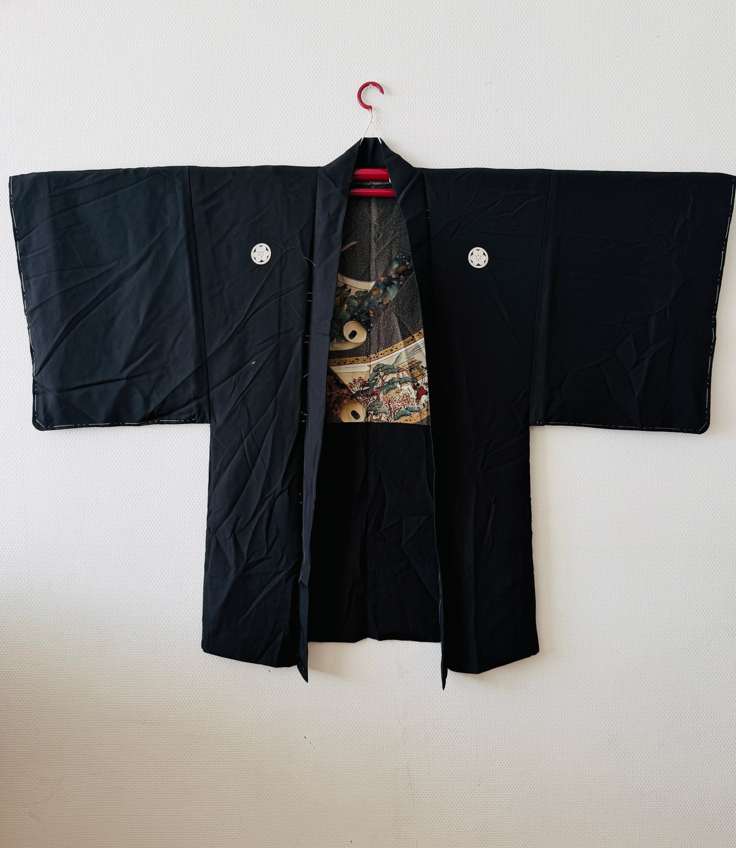 Men’s Vintage Black Haori - Emaki (Japanese picture scroll) -