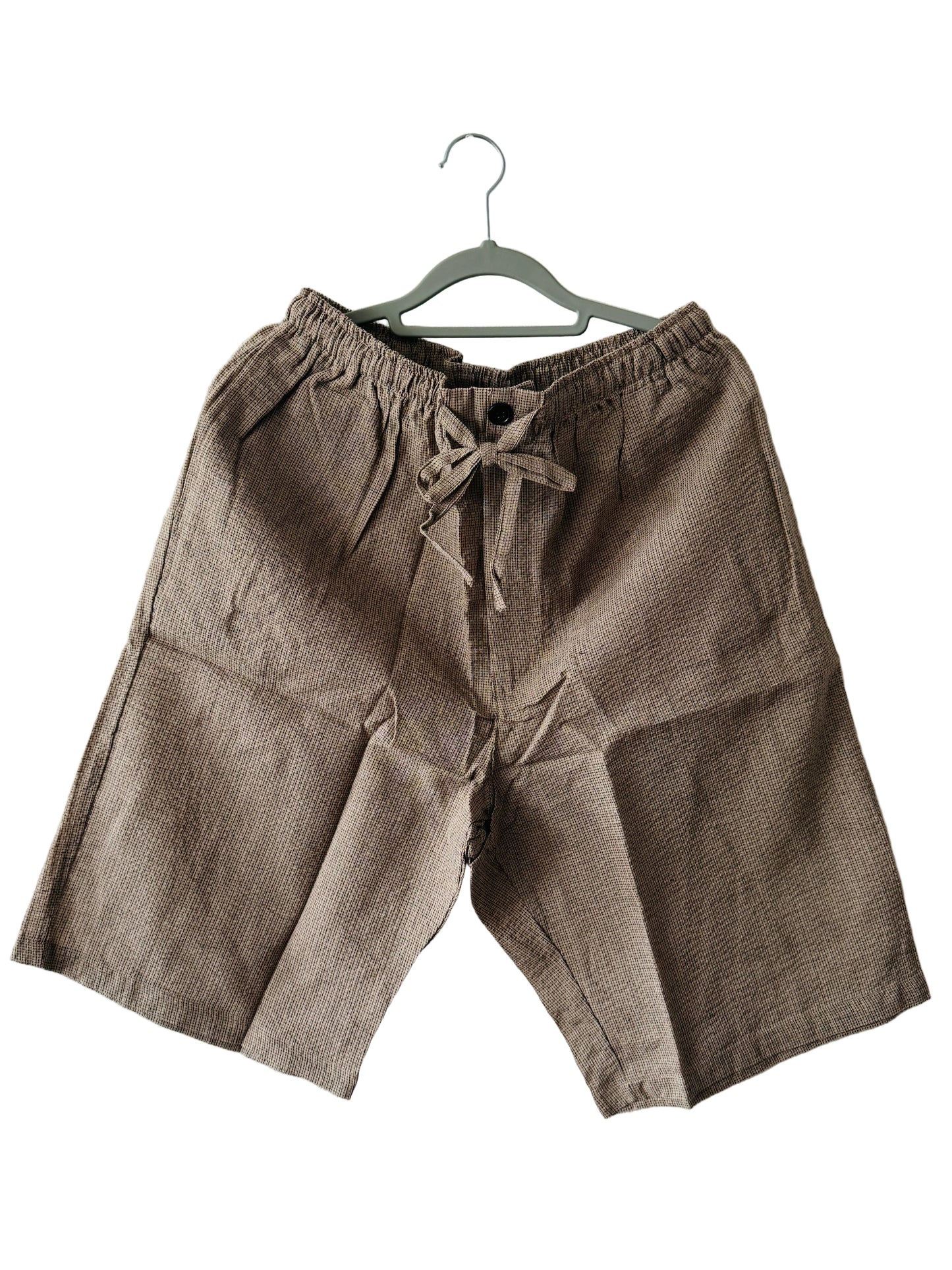 UNISEX JINBEI -Brownbeige,Shijira-ori（seersucker)- SIZE：M/L/XL