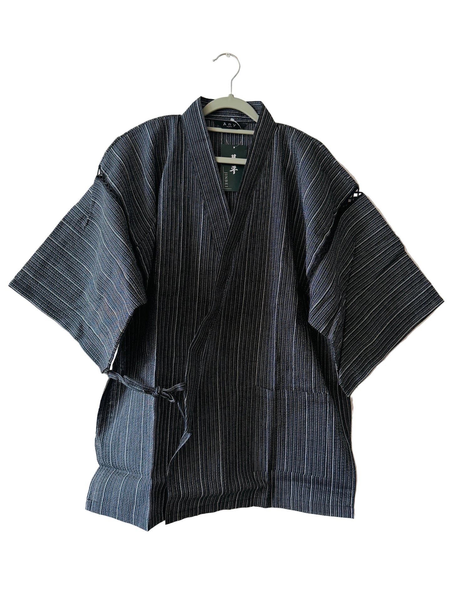 UNISEX JINBEI -Black and white,Shijira-ori（seersucker)- SIZE：M/L/XL