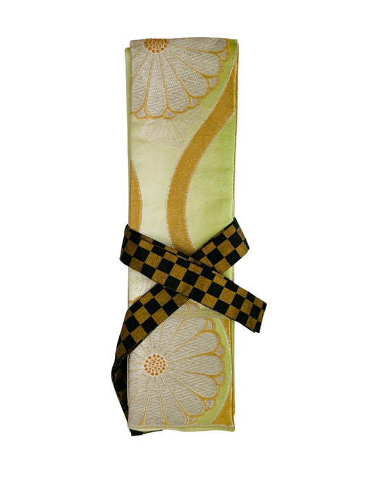 Original Obi-Gürtel - Hellgrüne Chrysantheme -