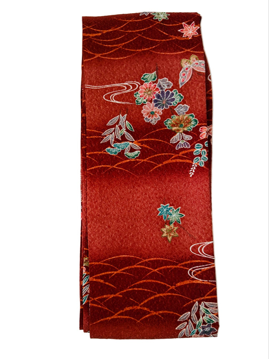 Ruban Obi original - Katazome Brun Rouge -