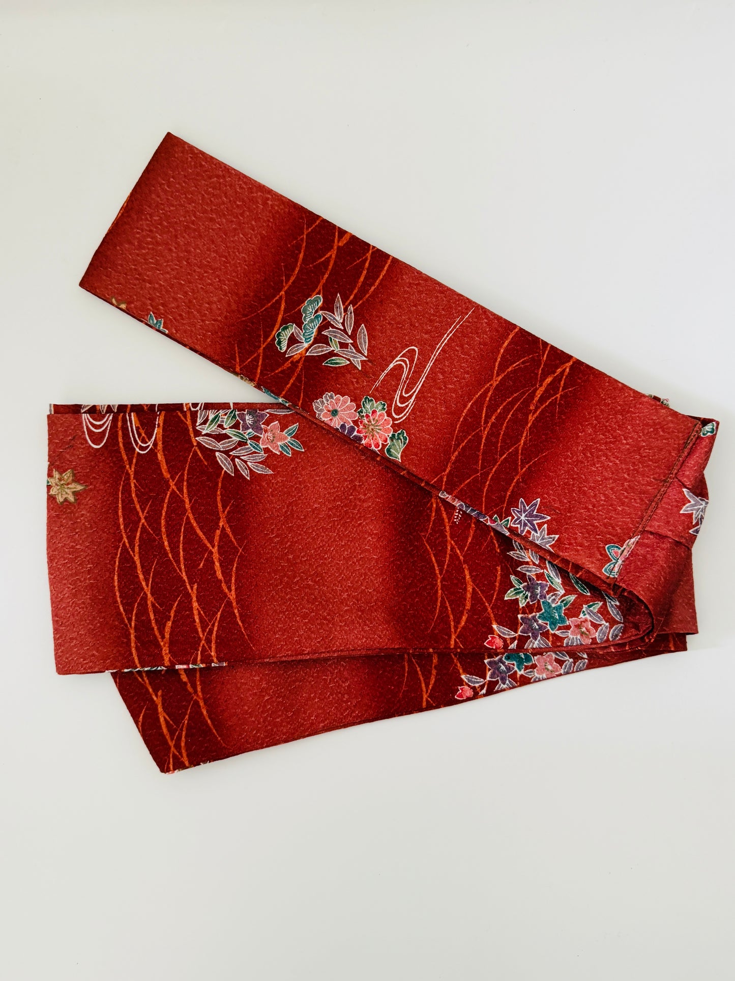 Origineel Obi ribon - Roodbruine Katazome -