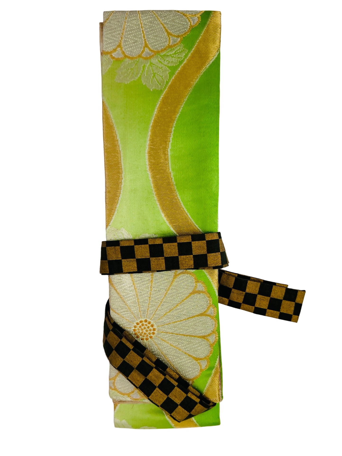 Originele Obi riem - Groen en Beigegoud -