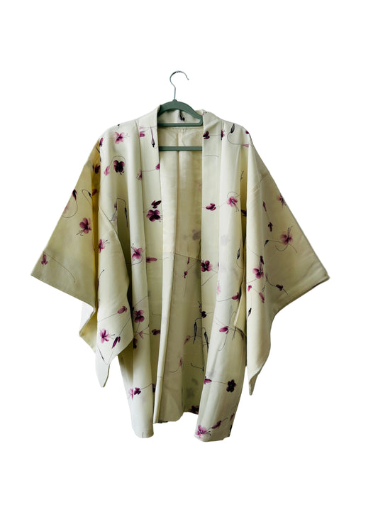 Vintage Color Haori - White Sumire September Love -