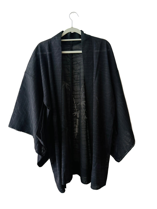 Vintage sheer haori - Black  Straight as Bamboo -