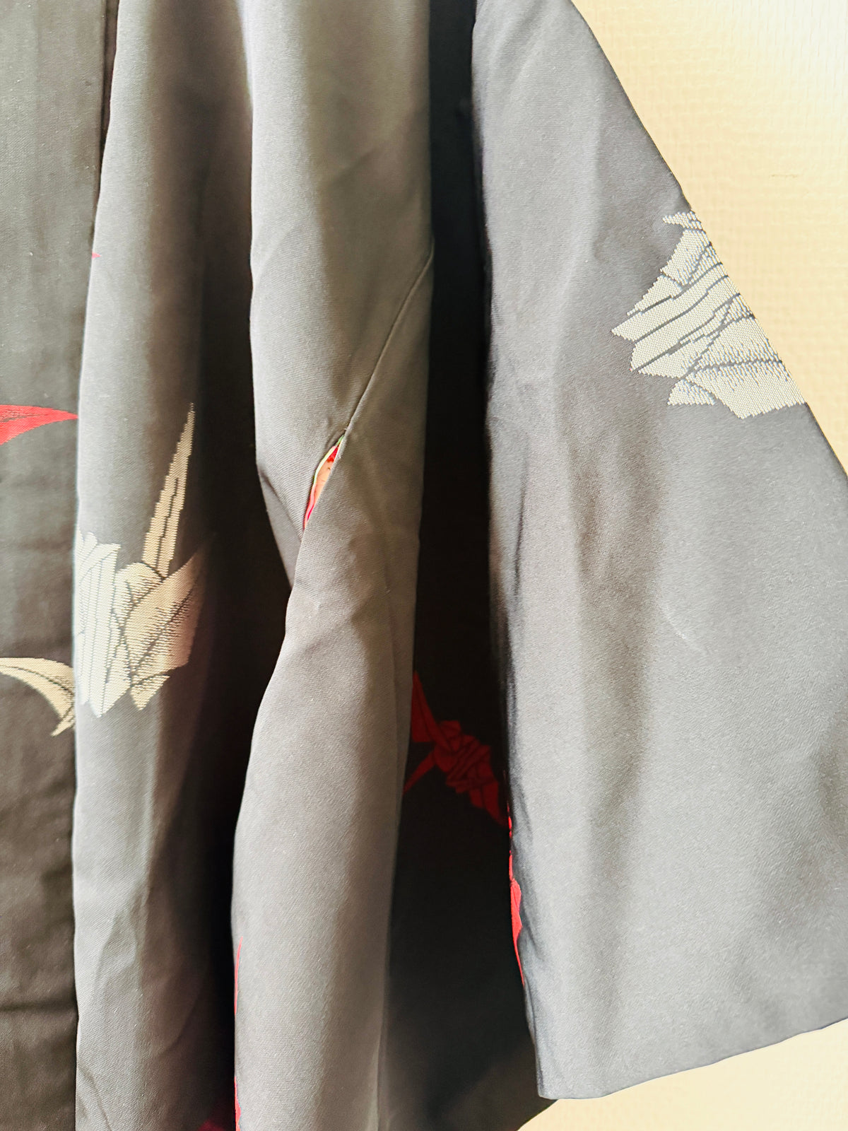 Vintage Black Haori - Origami crane -
