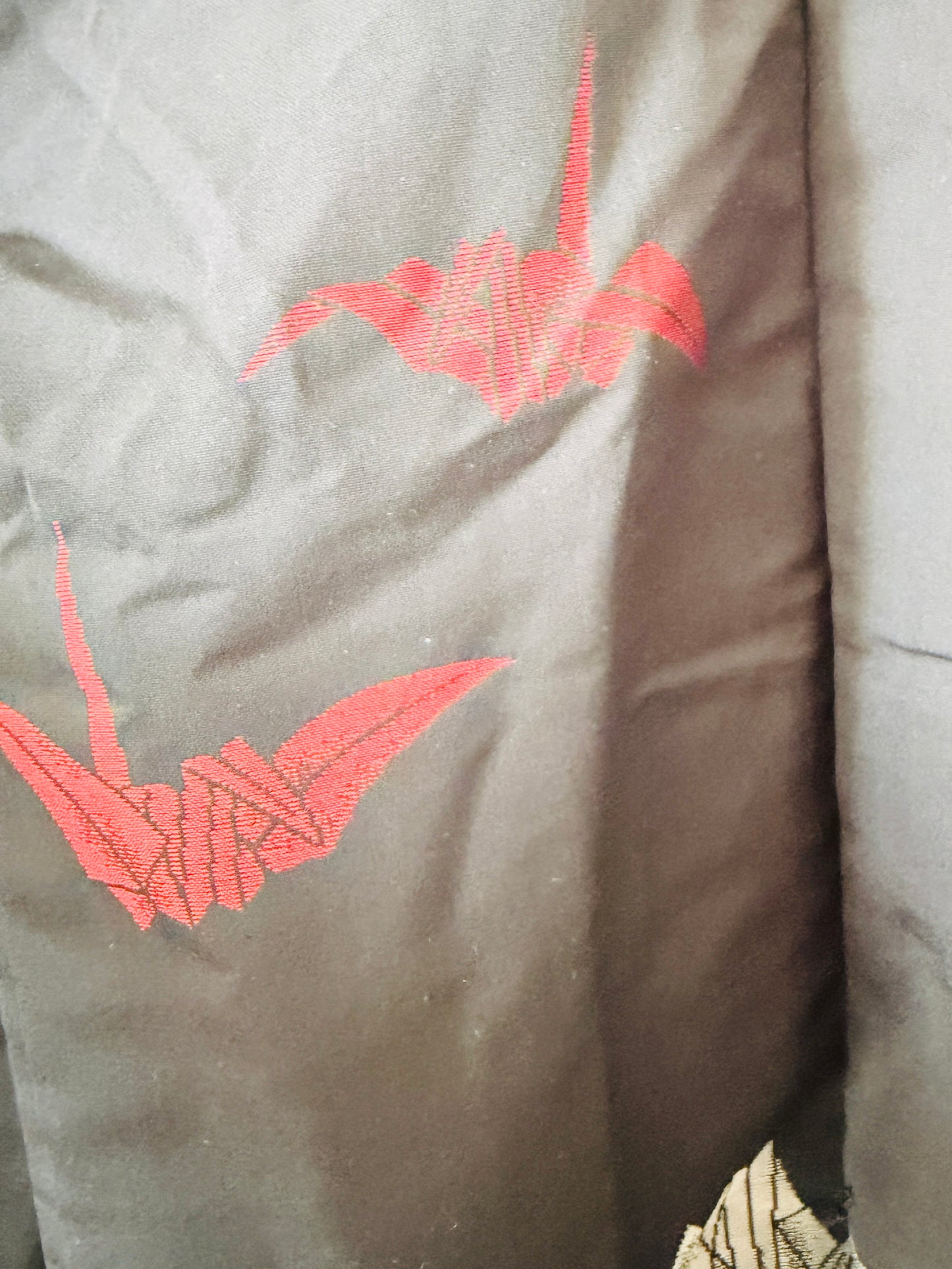 Vintage Black Haori - Origami crane -