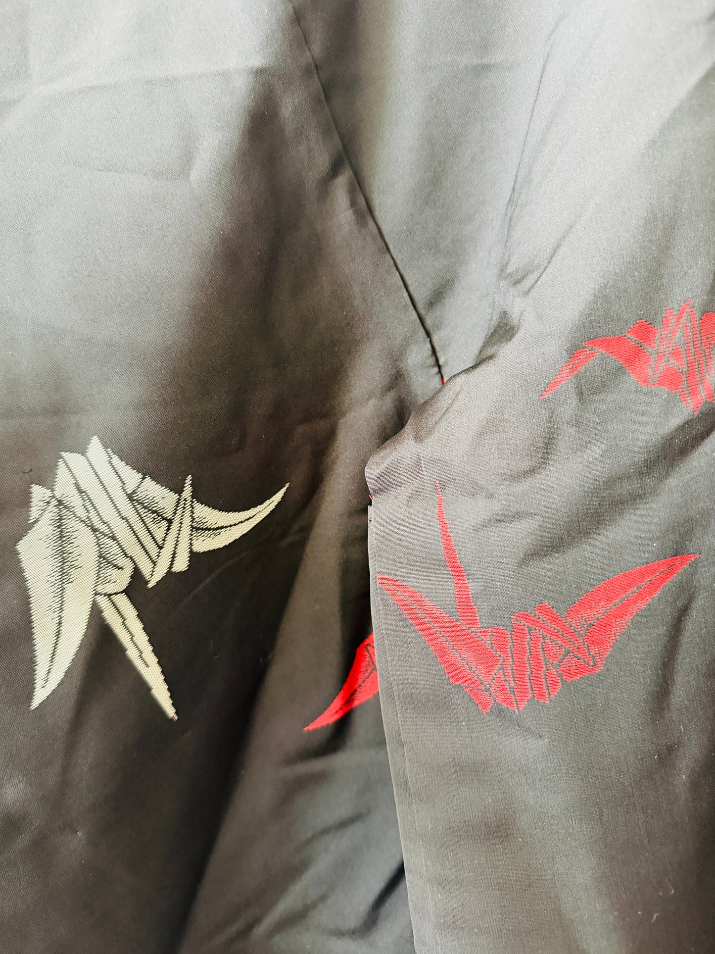 Vintage Black Haori - Origami crane -
