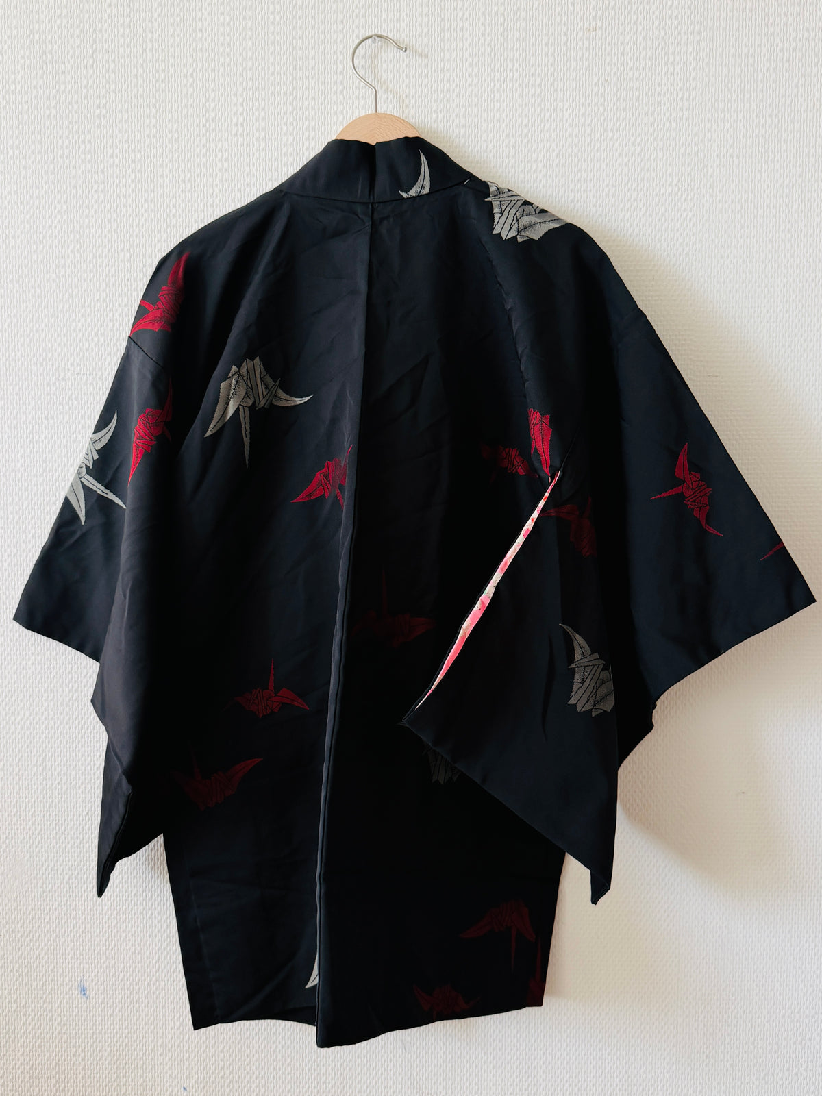 Vintage Black Haori - Origami crane -