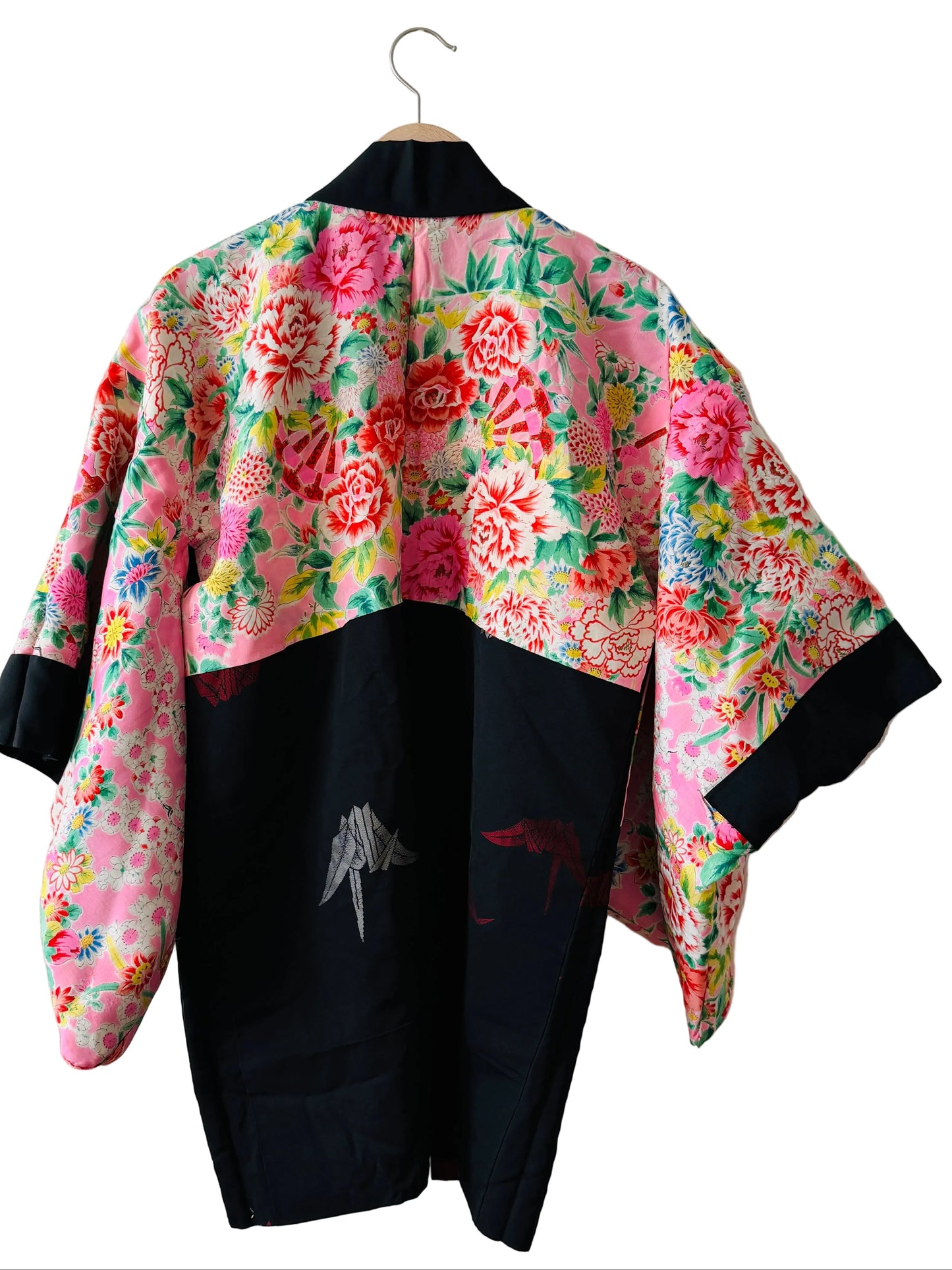 Vintage Black Haori - Origami crane -