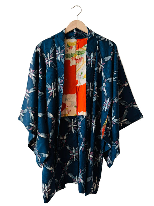 Vintage Color Haori - Navy Kachimushi and Shippo-