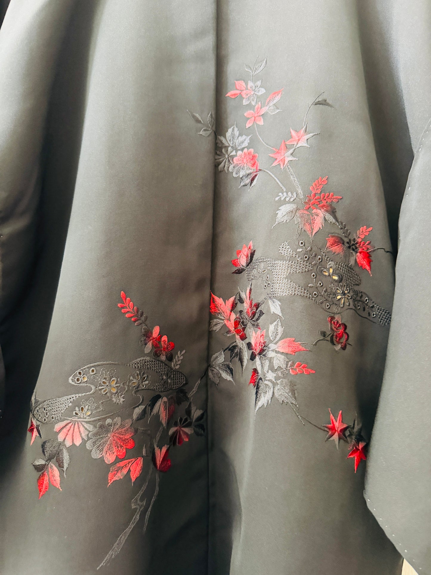 Vintage Black Haori - Autumn Flowers -