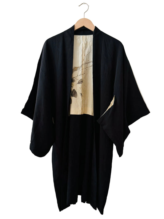 Vintage Black Haori - Sumi-e (Japanese ink painting) -