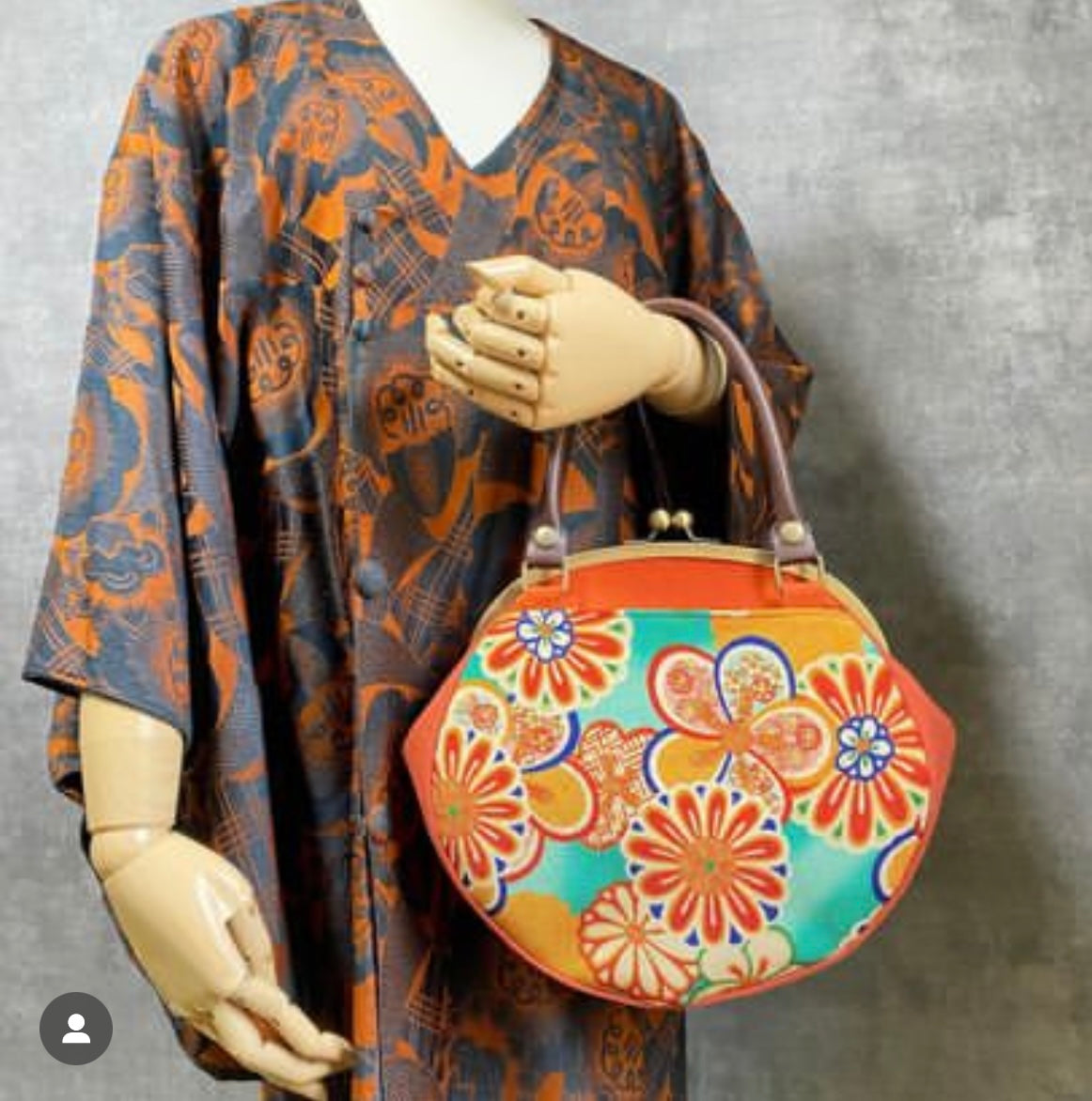 【Orange/Blumen】 Gamaguchi-en/Handtasche, Clutch, Beutel, japanische Tasche, Umhängetasche, japanische Geschenke