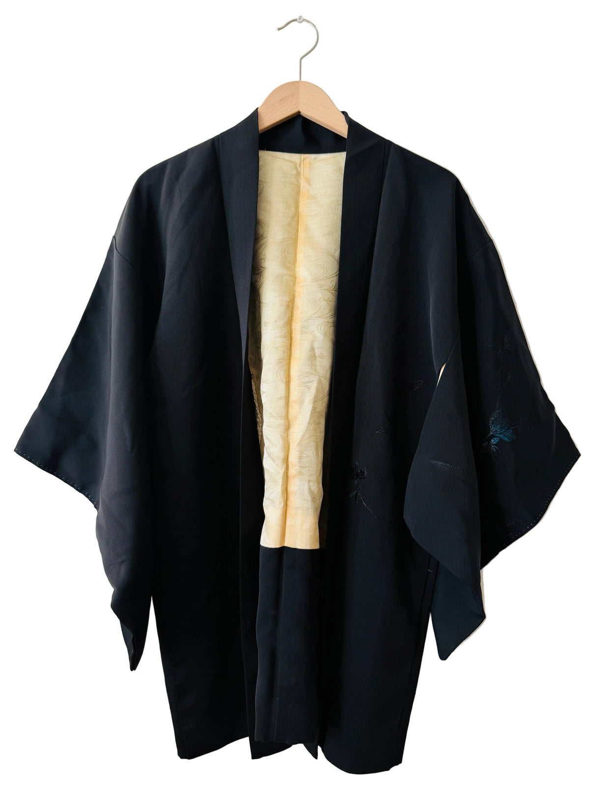 Vintage Schwarzer Haori - Fantastische Blumen -