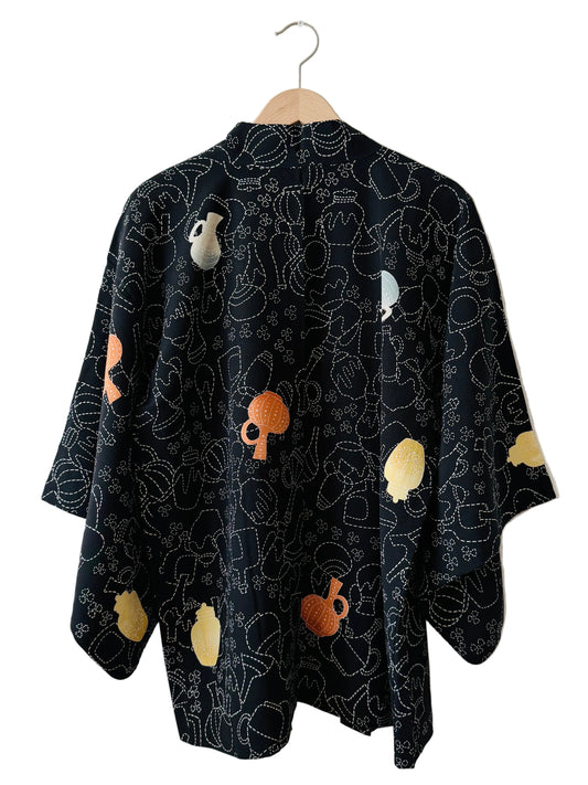 Vintage Black Haori - The Magic Vase -