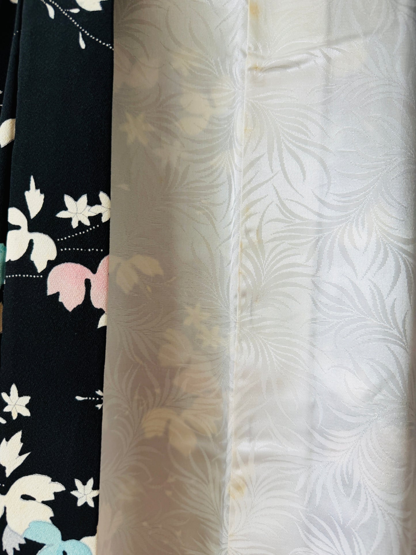 Vintage Black Haori - Pastel Leaves -