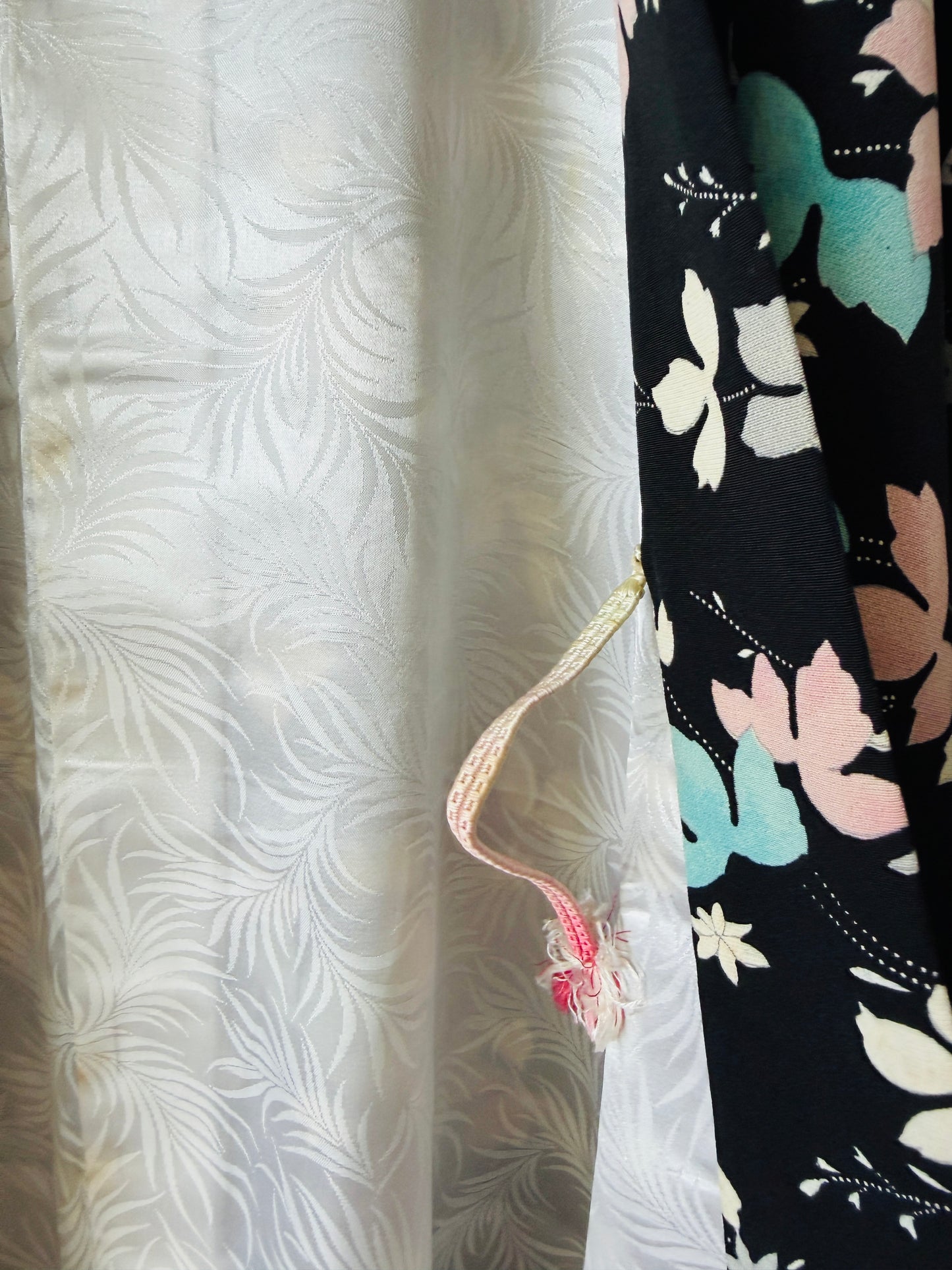 Vintage Black Haori - Pastel Leaves -