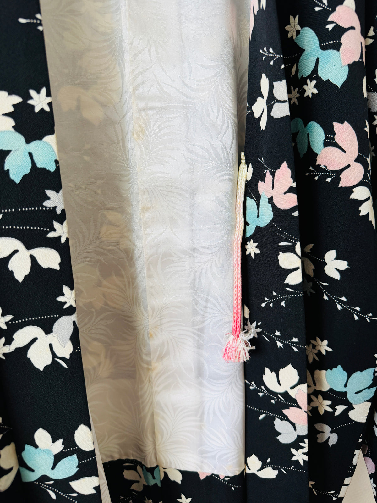 Vintage Black Haori - Pastel Leaves -