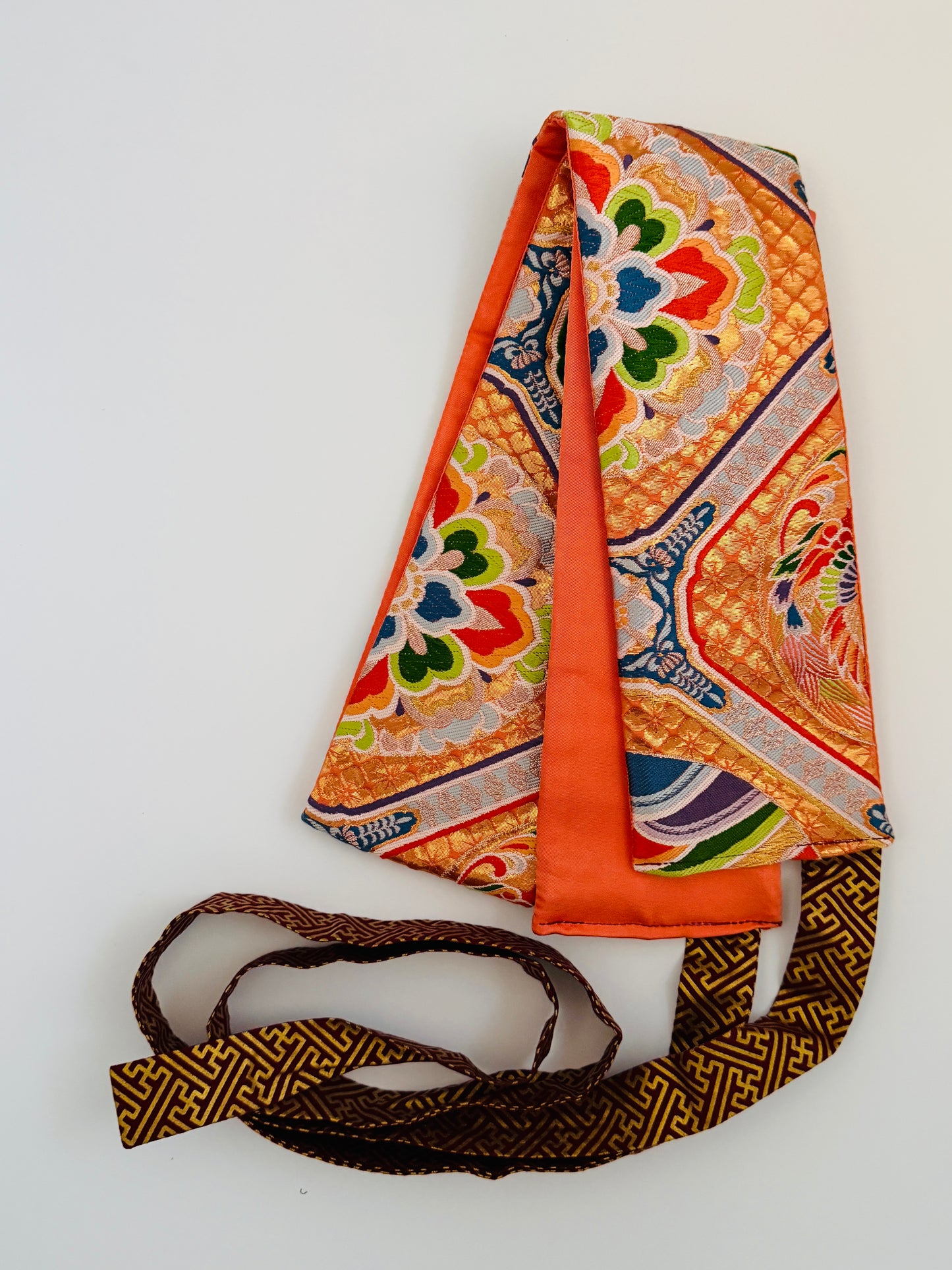 Original Obi belt - Gold Rising wave motif - Short