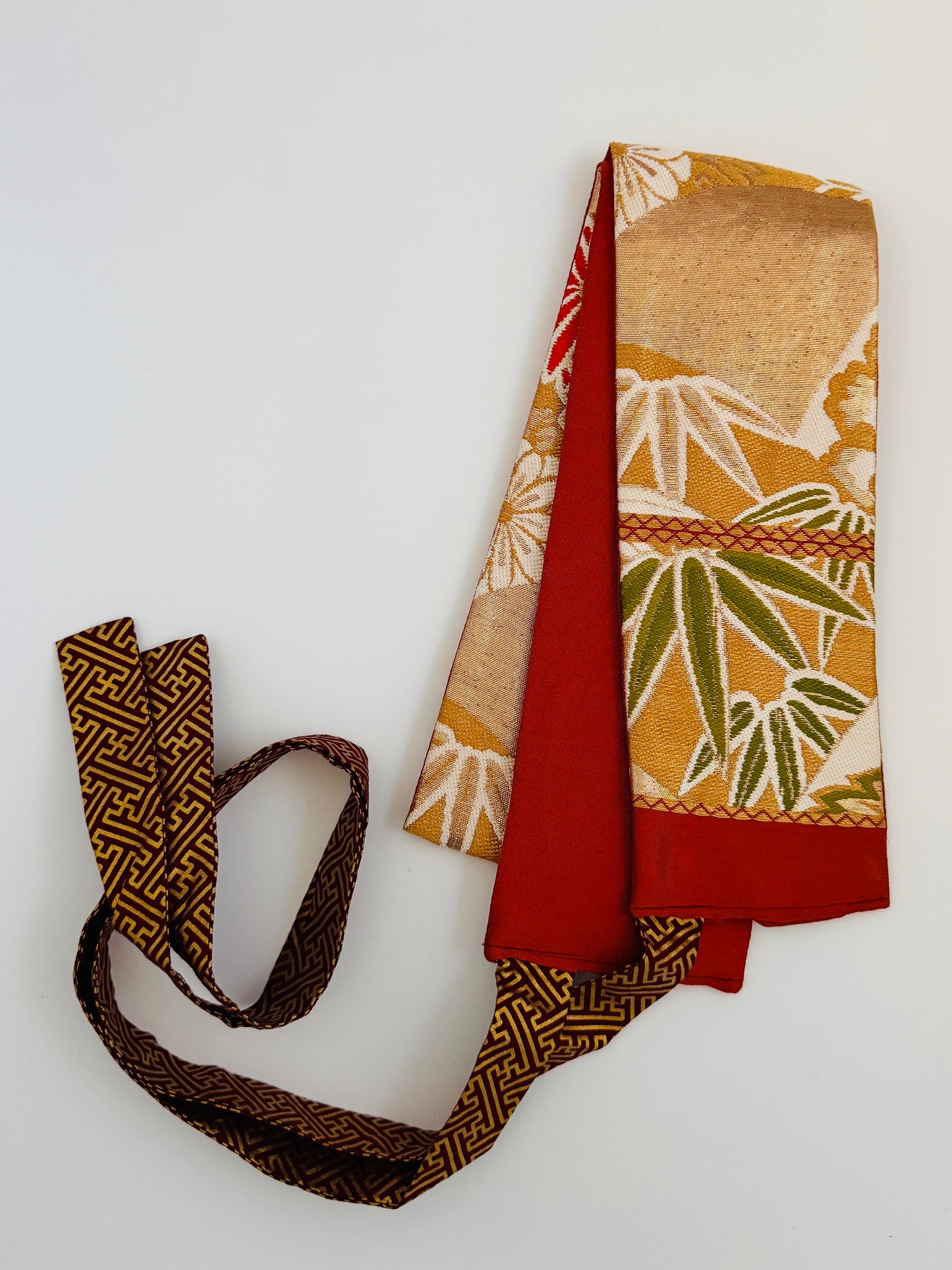 Ceinture Obi originale - Chrysanthème Ocre - Courte