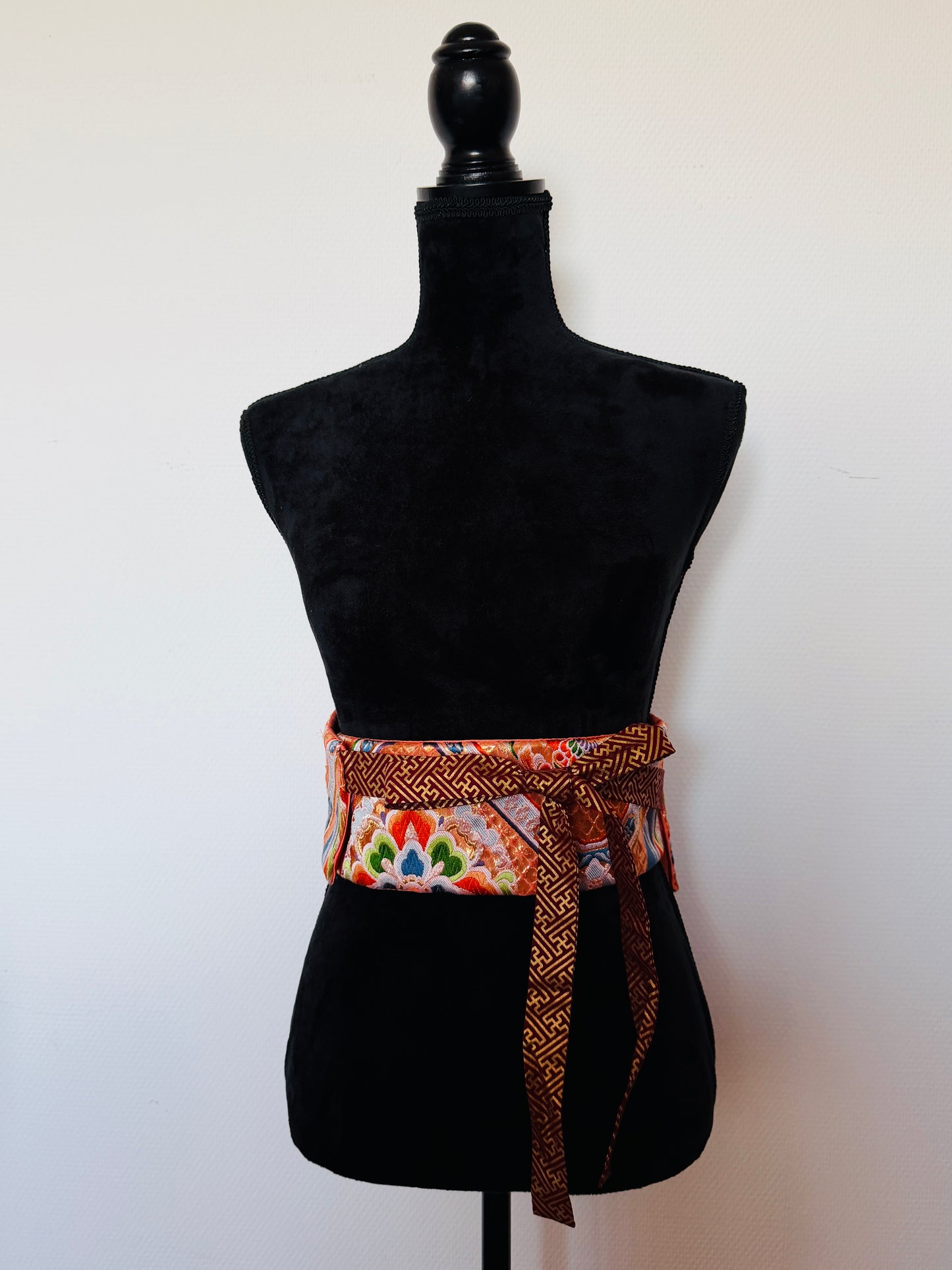 Original Obi belt - Gold Rising wave motif - Short