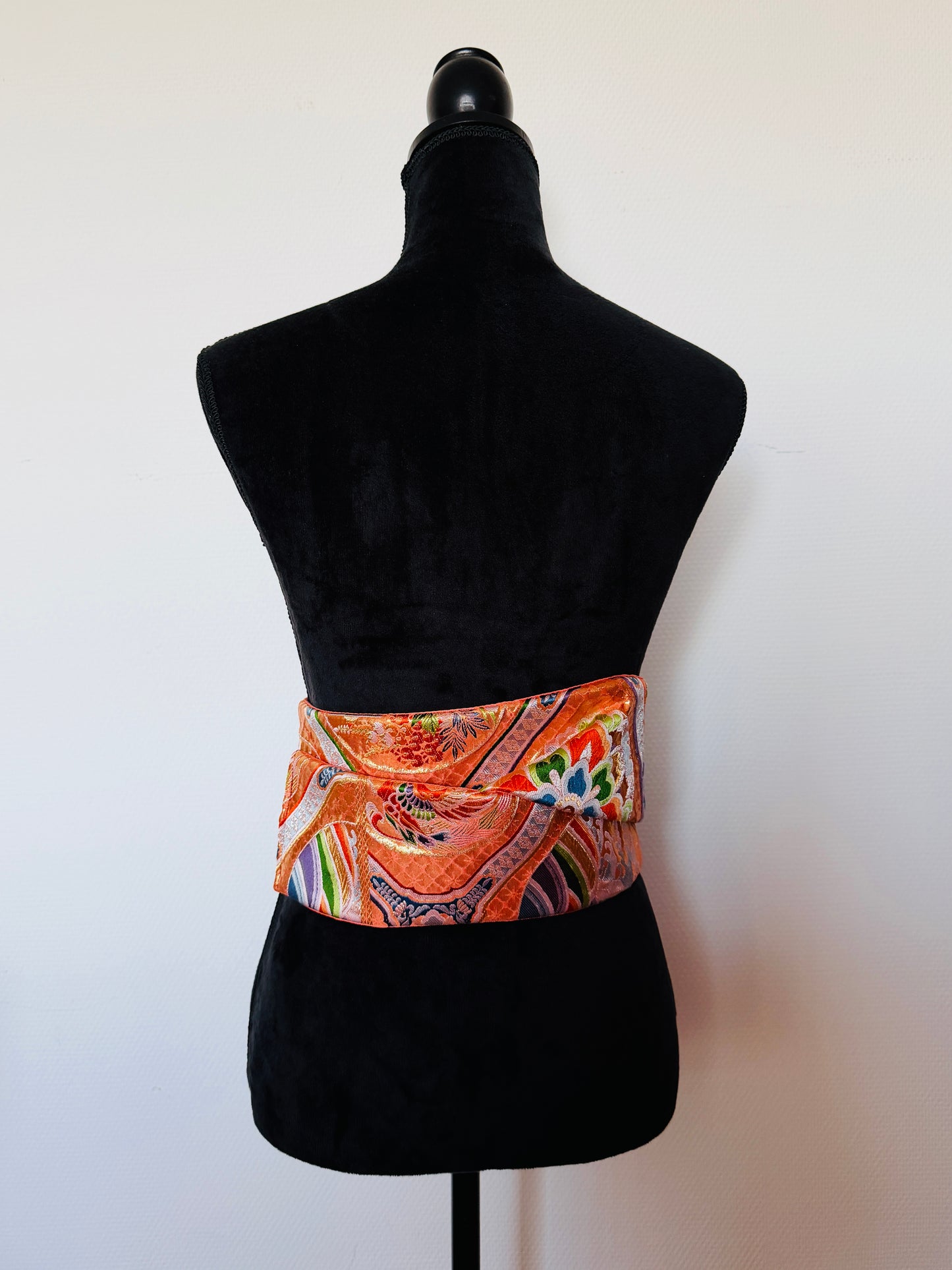 Original Obi belt - Gold Rising wave motif - Short