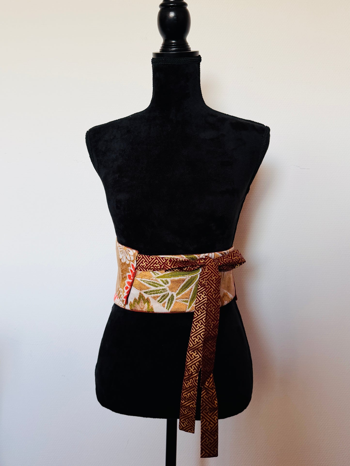 Ceinture Obi originale - Chrysanthème Ocre - Courte