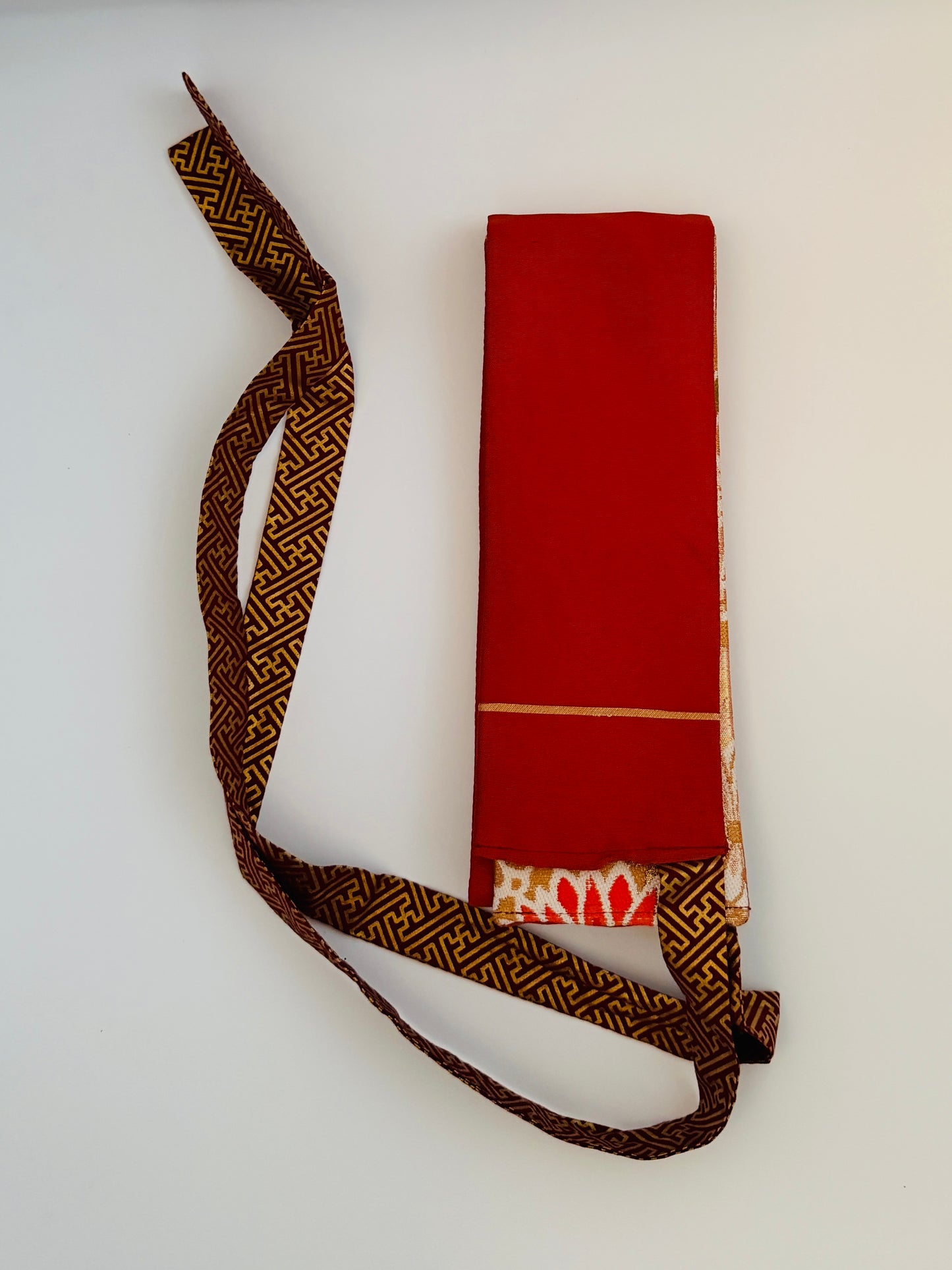 Ceinture Obi originale - Chrysanthème Ocre - Courte