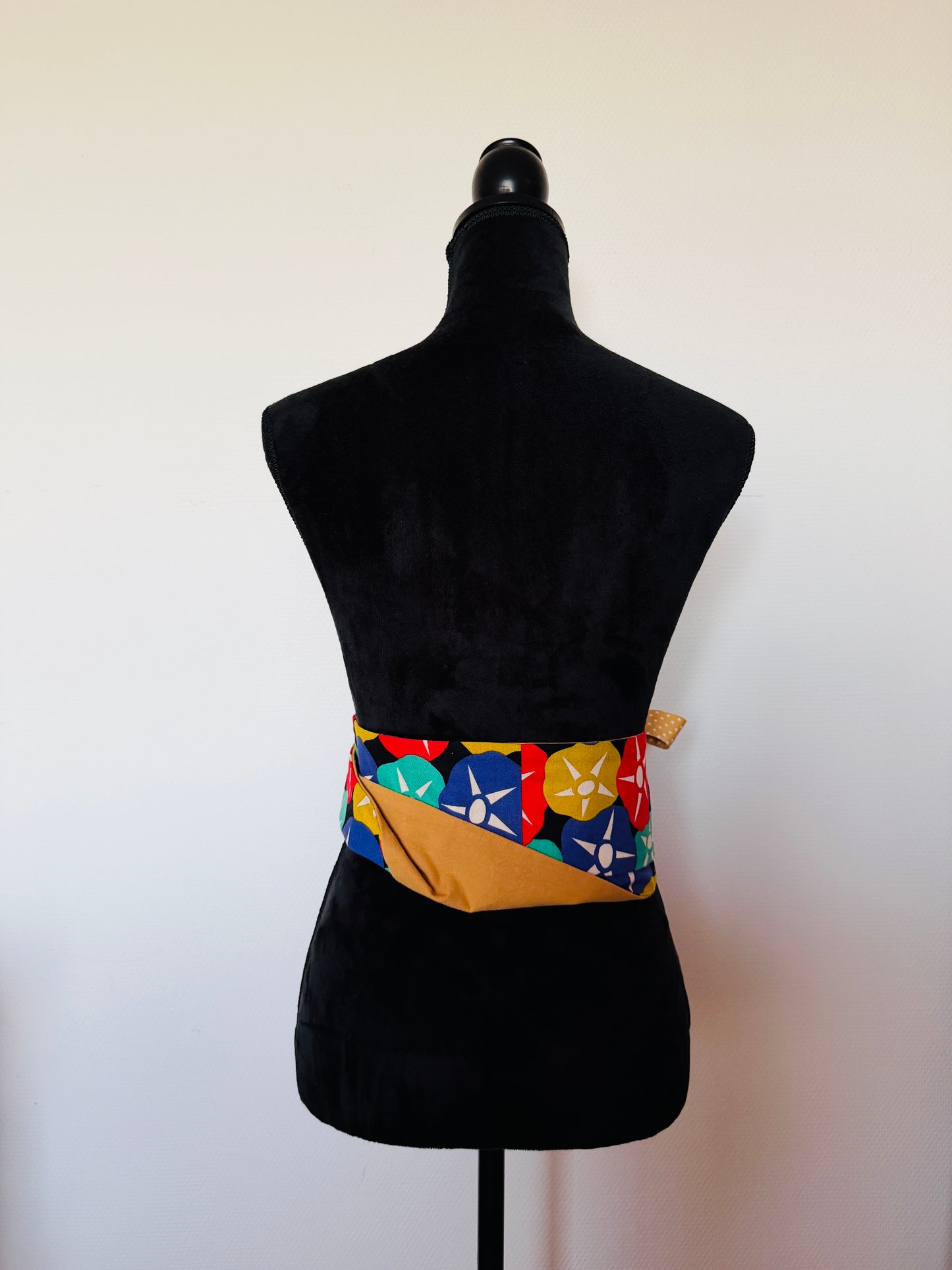 Original Obi belt -Navy morning glory motif -