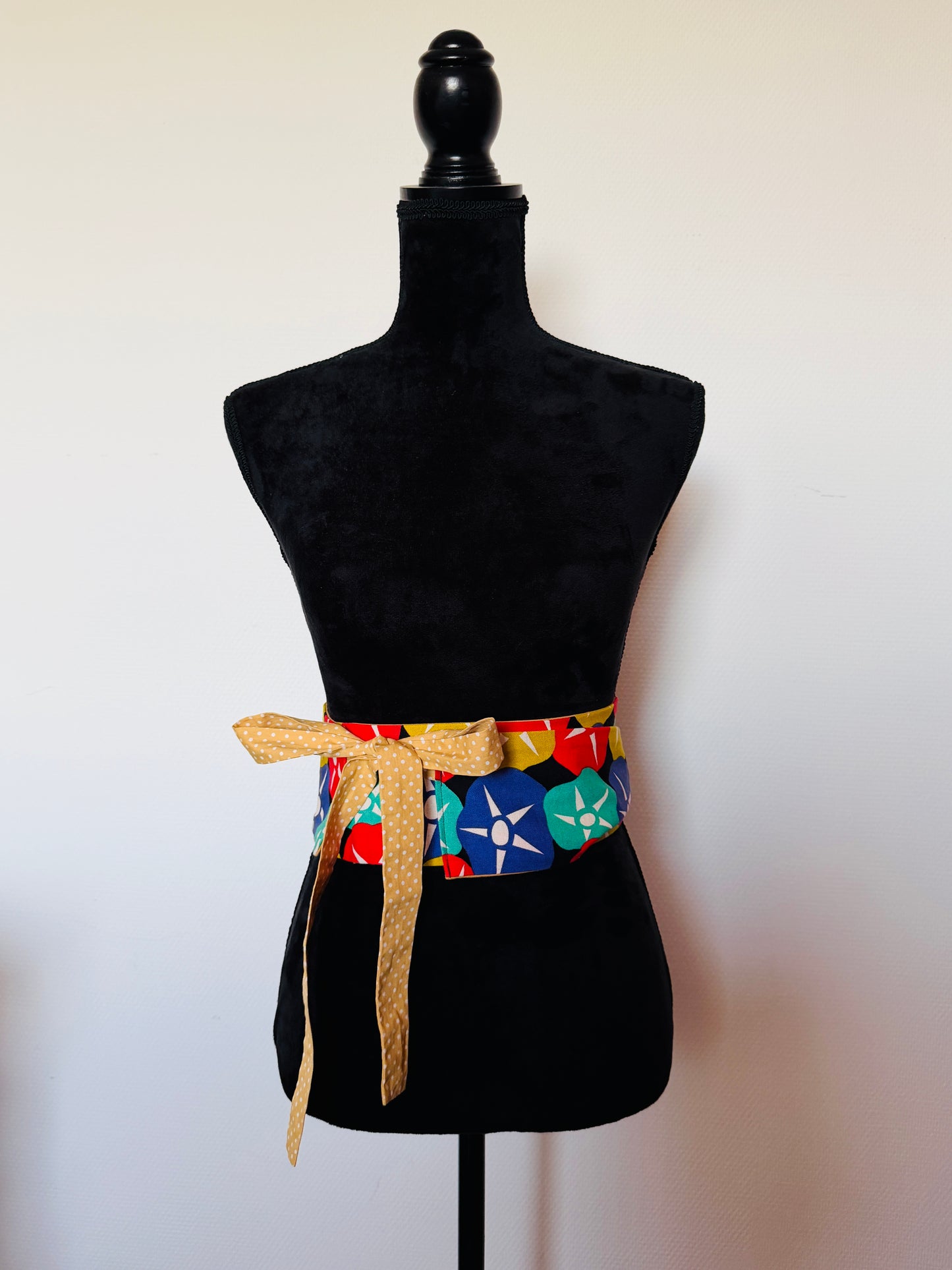 Original Obi belt -Navy morning glory motif -