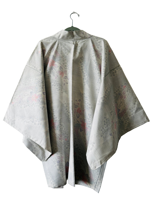 Vintage color Haori - White Oshima Flower -