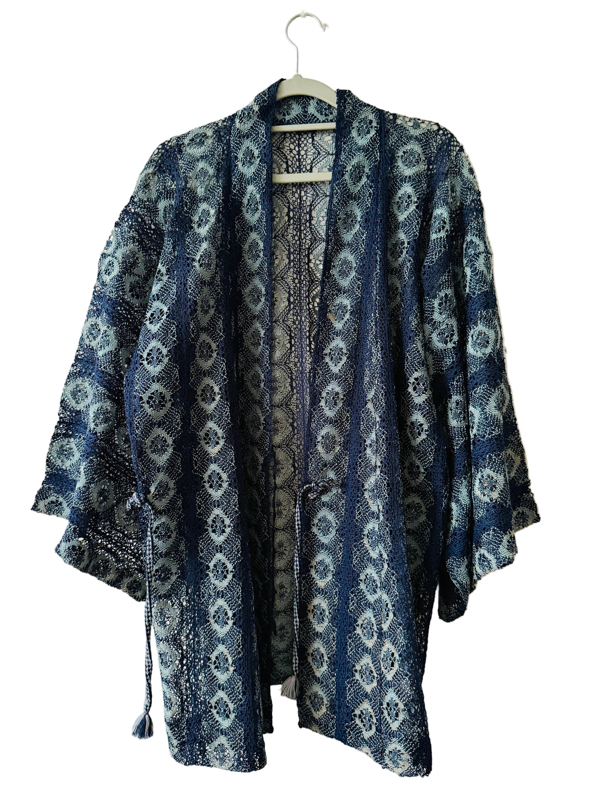 Manteau Michiyuki japonais transparent - Dentelle bleue -