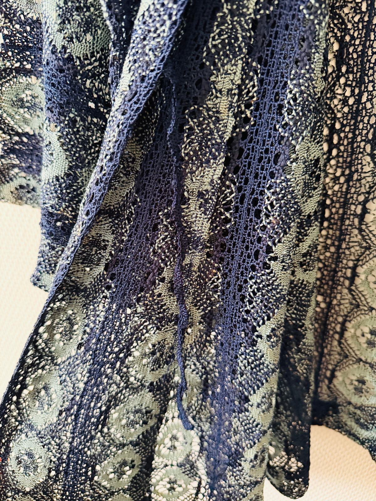 Manteau Michiyuki japonais transparent - Dentelle bleue -