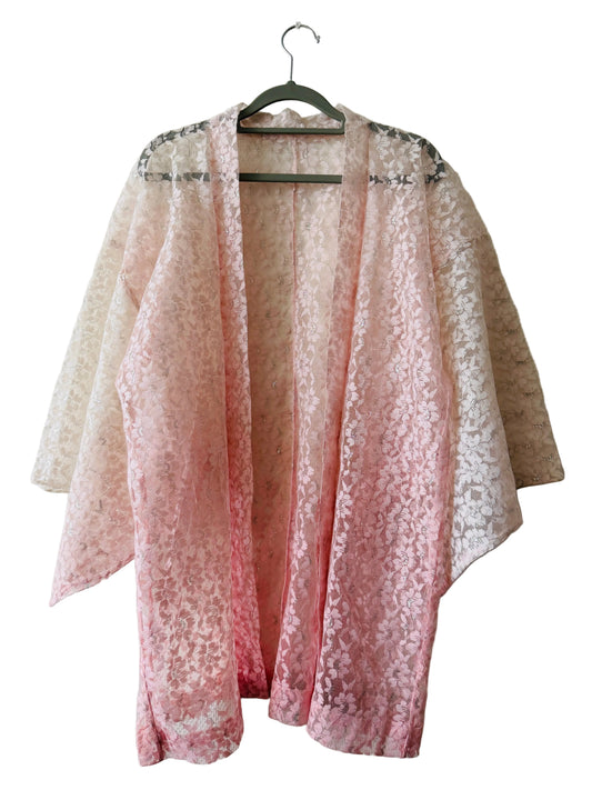 Vintage Color Lace Haori - Pink and White Gradation -