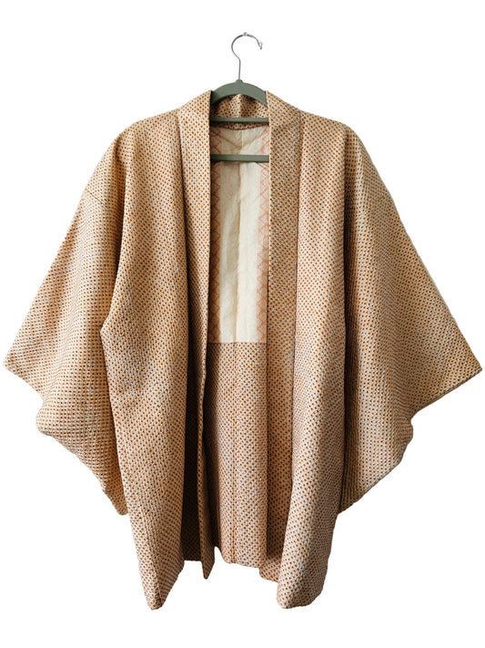 Couleur Vintage Haori - Shibori Orange et Noir -