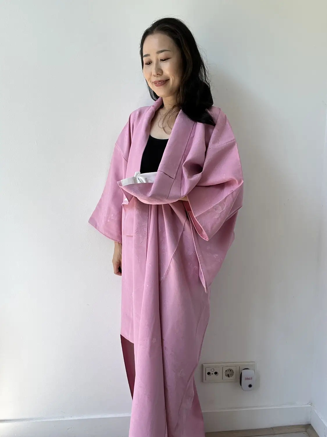 Vintage Iromuji Kimono - Rosa Blumenfluss-