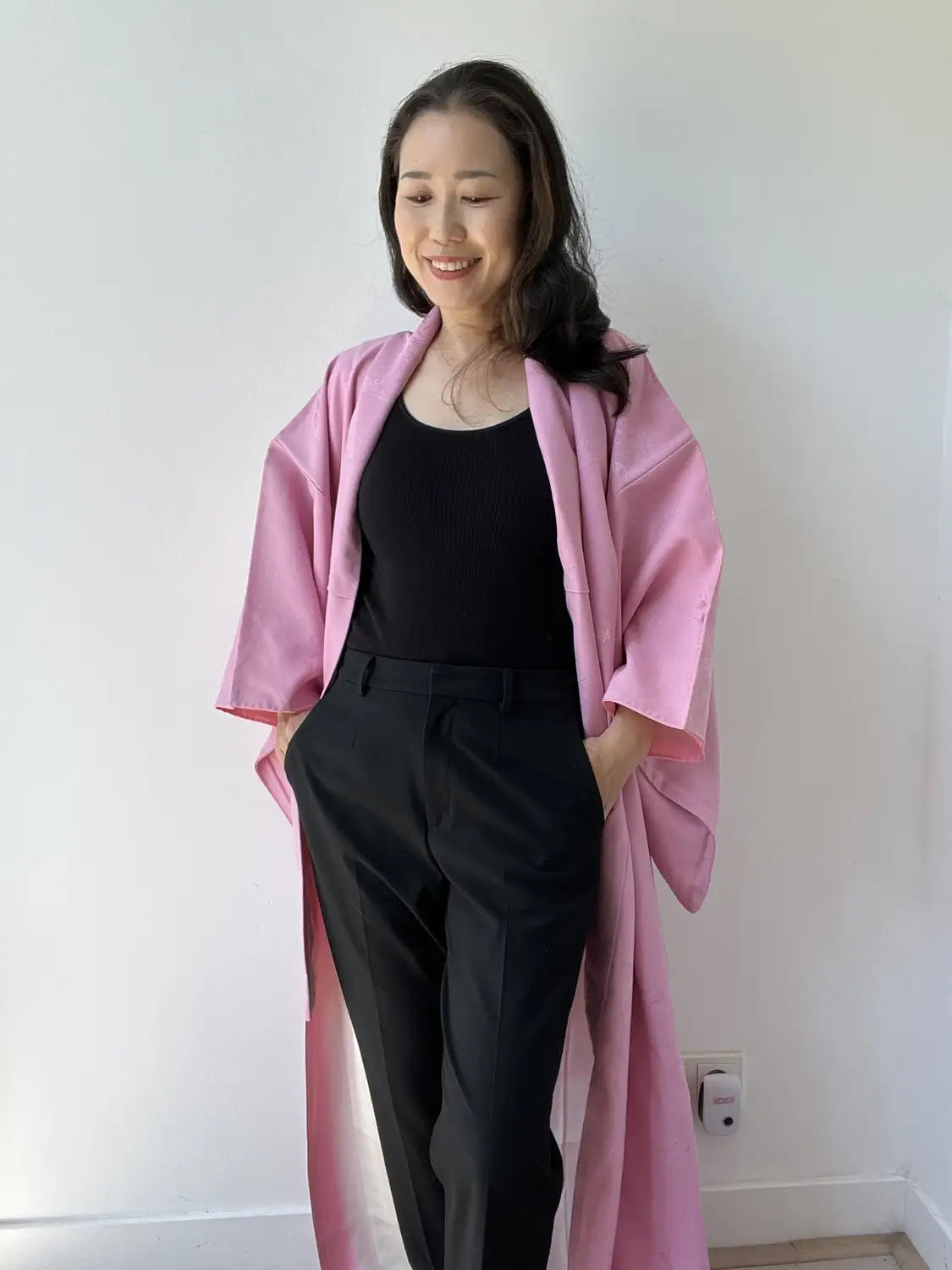 Vintage Iromuji Kimono - Rosa Blumenfluss-