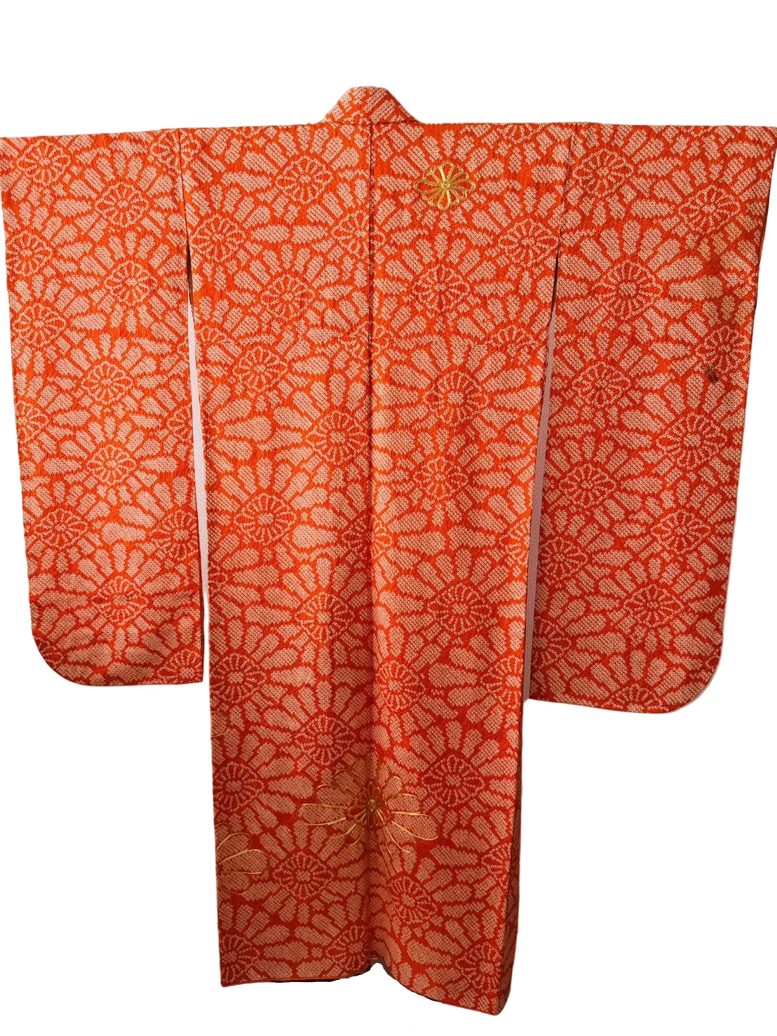 Vintage Furisode - Orange Radiant Blooms -