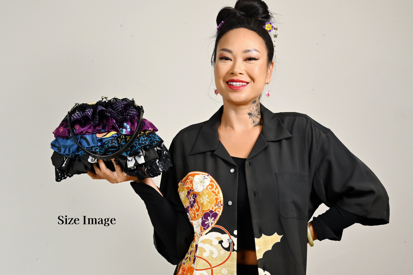 【Gogatsudo】 3way-handbag / violet, meisen antique, fioritures, embrayage, pochette, sac japonais, sac à bandoulière, cadeaux japonais